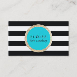 Faux Guld Sequin Black and White Stripe Turcos Visitkort