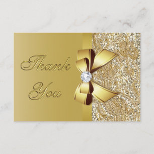 Faux Guld Sequins Bow Diamond Bröllop Tack Kort