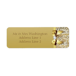 Faux Guld Sequins Guld Bow and Diamond Returadress Etikett