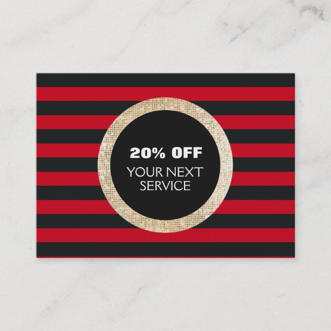 Faux Guld Sequins Hair Salon Discount Coupon 3 Rabattkort (Framsida)