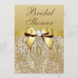 Faux Guld Sequins och Bow Möhippa Inbjudningar
