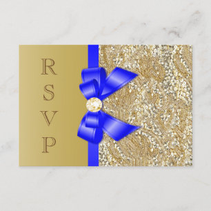 Faux Guld Sequins Royal Blue Bow OSA Inbjudningar