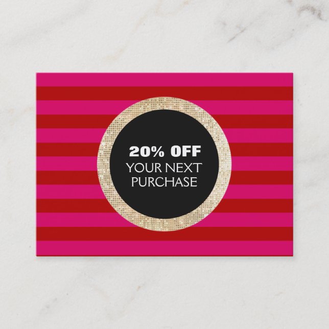 Faux Guld Sequins Stripe Mode & Beauty Coupon Rabattkort (Framsida)