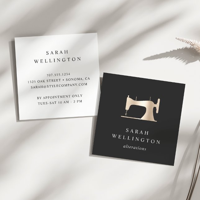 Faux Guld Sewing Maskin | Seamstress eller Tailor Fyrkantigt Visitkort (Skapare uppladdad)