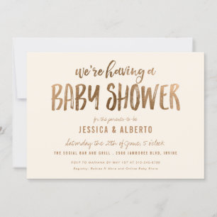 Faux Guld Shimmer Chic Baby Shower Inbjudningar