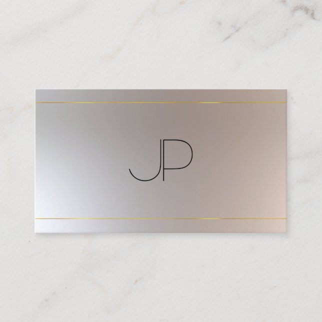 Faux Guld Silver Modern Monogram Professionell Visitkort (Framsida)