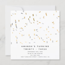 Faux Guld Silver Modern Sprinkles Vuxen Birthday