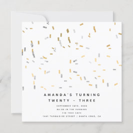 Faux Guld Silver Modern Sprinkles Vuxen Birthday Inbjudningar