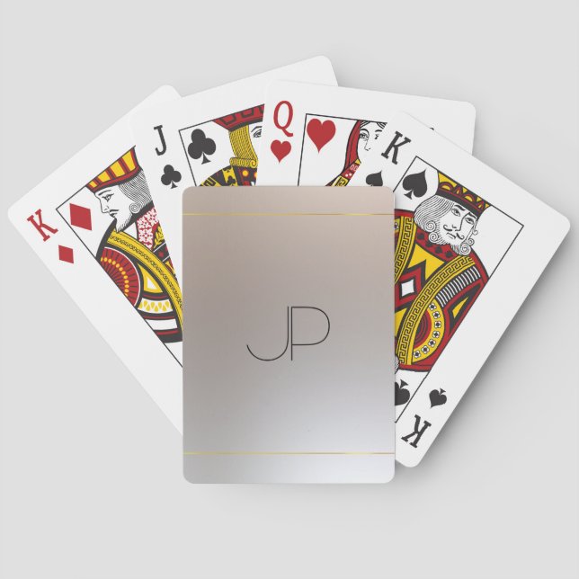 Faux Guld Silver Monogram Template Elegant Casinokort (Baksidan)