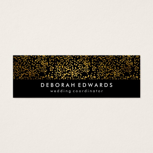 Faux Guld Specks Plain Black Litet Visitkort (Framsidan)