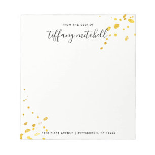 Faux Guld Stänk med Elegant Typografi Anteckningsblock