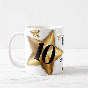 Faux guld stjärnor, medarbetarårsdag, milsten kaffemugg