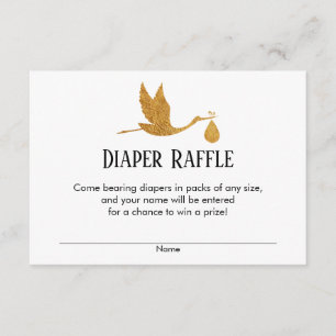 Faux Guld Stork Baby Shower Raffle Biljett Tilläggskort