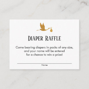 Faux Guld Stork Baby Shower Raffle Biljett Tilläggskort