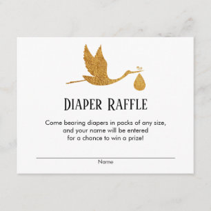 Faux Guld Stork Baby Shower Raffle Biljett Tilläggskort