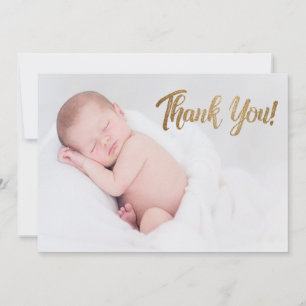 Faux Guld Tack Script Baby Photo Birth Meddelande