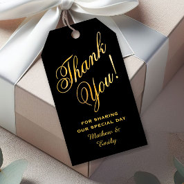 Faux Guld-teckensnittsanpassad Tack-bröllopsförmån Presentetikett