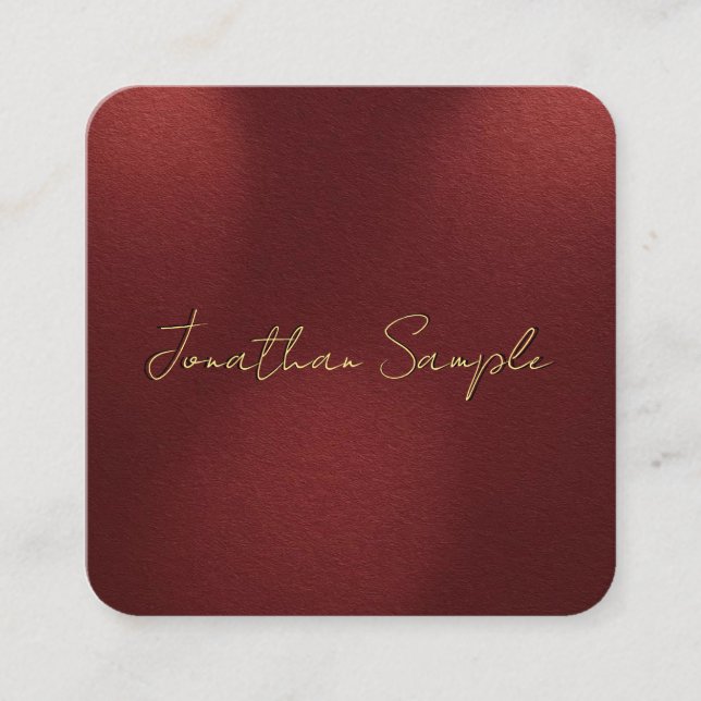 Faux Guld Text Elegant Monogram rundat hörn Fyrkantigt Visitkort (Framsida)