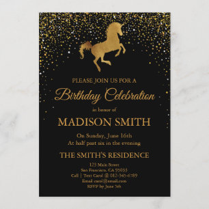 Faux Guld Unicorn Birthday bjudande Inbjudningar