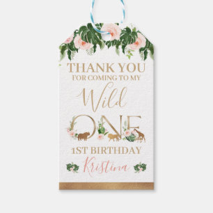 Faux Guld Vild En Blommigt Safari Birthday Favor Presentetikett