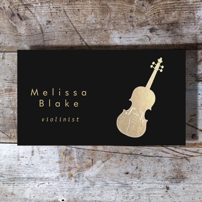 faux guld violin på svart affärskort visitkort (Skapare uppladdad)