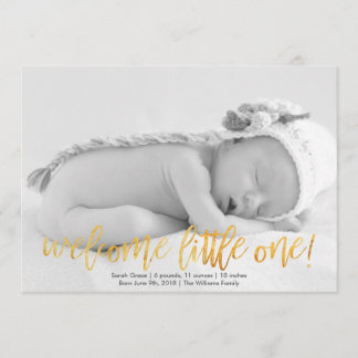 Faux Guld Welcome Little One Birth Notice Meddelande