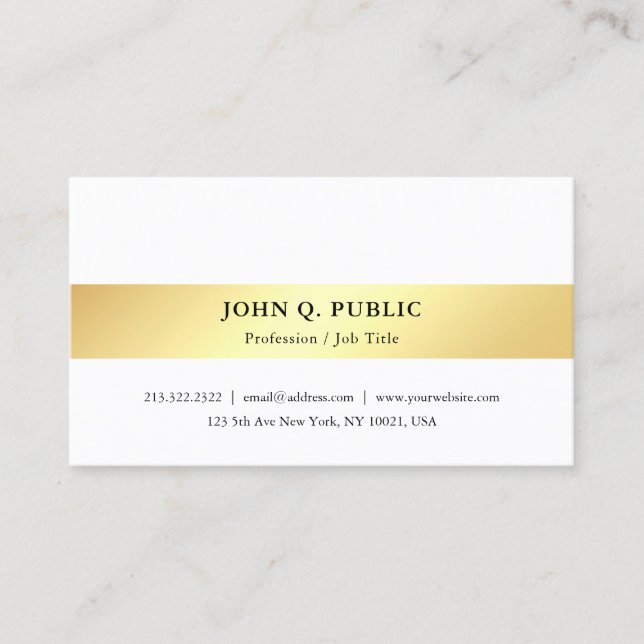 Faux Guld White Modern Minimalist Elegant Template Visitkort (Framsida)