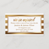 Faux Guld & White Rand Vi har flyttat Handout Card