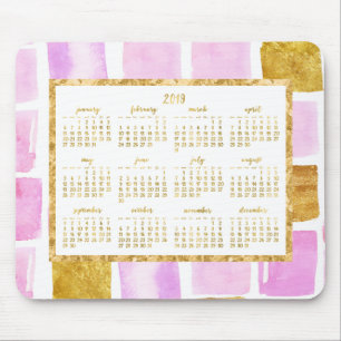 Faux Guld Yarly 2019 Calendar Mus mattor Rosa Musmatta