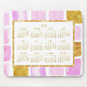 Faux Guld Yarly 2024 Calendar Mus mattor Rosa Musmatta