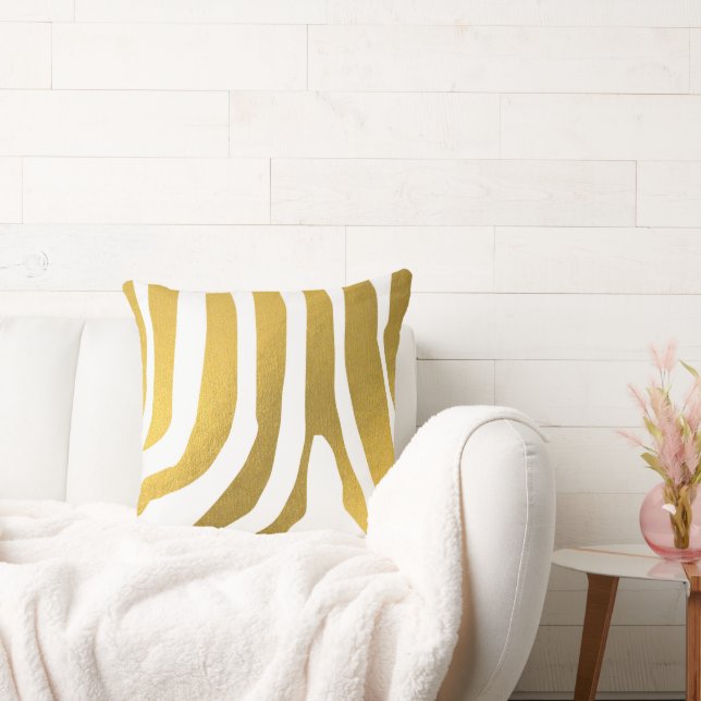 Faux Guld Zebra tryck Rand Mönster Kudde (Soffa)