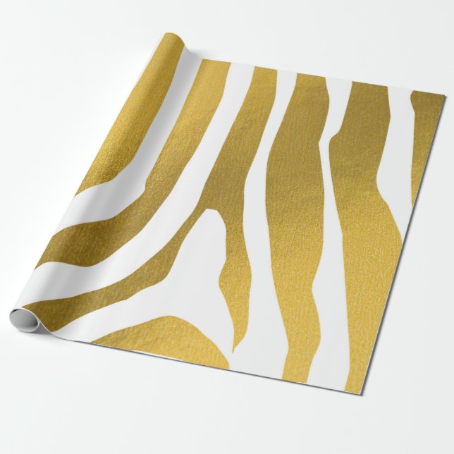Faux Guld Zebra tryck Rand Mönster Presentpapper (Utrullad)