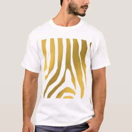 Faux Guld Zebra tryck Rand Mönster T Shirt