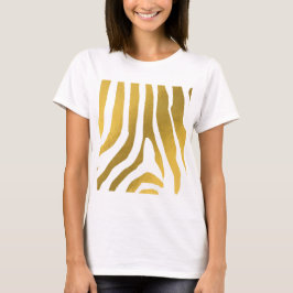 Faux Guld Zebra tryck Rand Mönster T Shirt