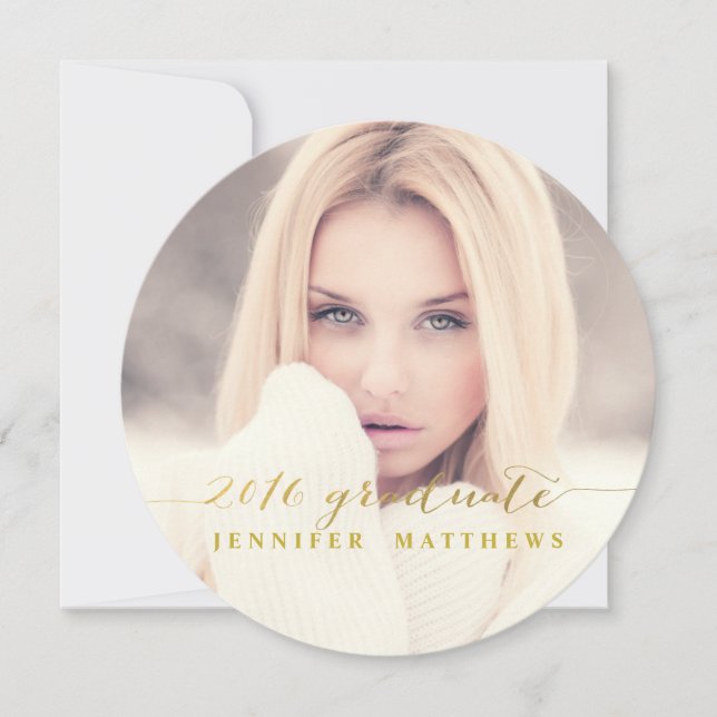 Faux guldfärgat skript 2016-Studentfest Inbjudningar (Framsida)