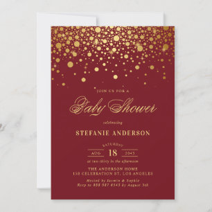 Faux guldfeta konfetti Burgundy Baby Shower Inbjudningar