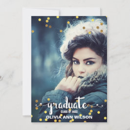 Faux guldfeta konfetti foto-Studentfest Inbjudningar