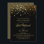 Faux guldfeta konfettsyror, svart Bat mitzvah Inbjudningar<br><div class="desc">Inbjudan familj och vänner till din dotter Bat mitzvah med denna moderna och elegant inbjudan. Den har faux guld conetti-punkter och rand mönster. Anpassa genom att lägga till information om namn,  datum,  tid,  plats och andra händelser. Matchande objekt är tillgängliga.</div>
