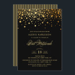 Faux guldfeta konfettsyror, svart Bat mitzvah Inbjudningar<br><div class="desc">Inbjudan familj och vänner till din dotter Bat mitzvah med denna moderna och elegant inbjudan. Den har faux guld conetti-punkter och rand mönster. Anpassa genom att lägga till information om namn,  datum,  tid,  plats och andra händelser. Matchande objekt är tillgängliga.</div>