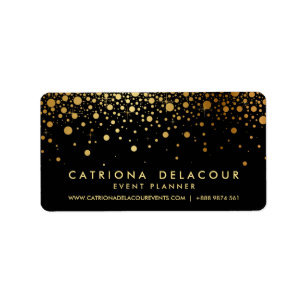 Faux guldfetter, Affärskort Svart Adressetikett