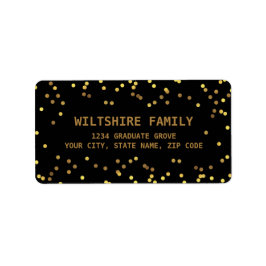 Faux guldfoil Confetti Black Adressetikett
