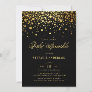 Faux guldfoil Confetti Black Baby Sprinkle Inbjudningar