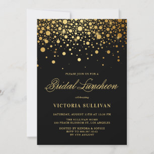 Faux guldfoil Confetti Black Möhippa Luncheon Inbjudningar
