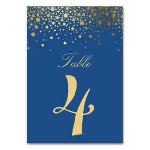 Faux guldfoil Confetti Blue Bordsnummers Bard Bordsnummer