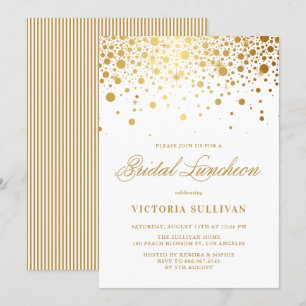 Faux guldfoil Confetti Dots Möhippa Luncheon Inbjudningar