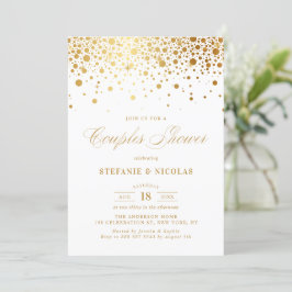 Faux guldfoil Confetti White Par Shower Inbjudningar