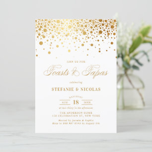 Faux guldfoil Confetti White Tosts and Tapas Inbjudningar