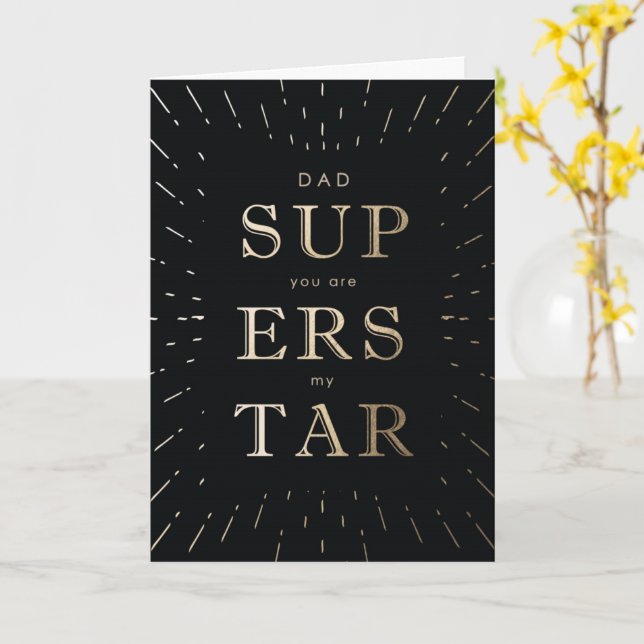 Faux guldfoil Pappa är Superstar Fars dag Card Kort (Gul blomma)