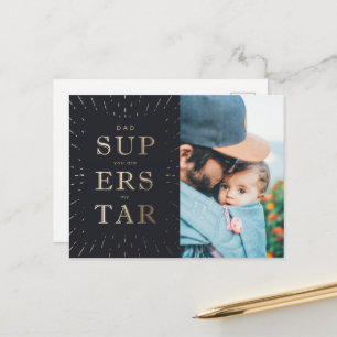 Faux guldfoil Pappa är Superstar Fars dag Vykort