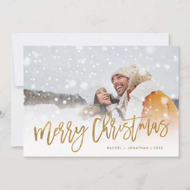 Faux guldfoil Photo Overlay God jul-platta Julkort (Framsida)